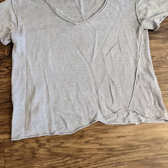 Anthropologie John & Jenn Gray Linen Crop Top - Picture 2 of 15